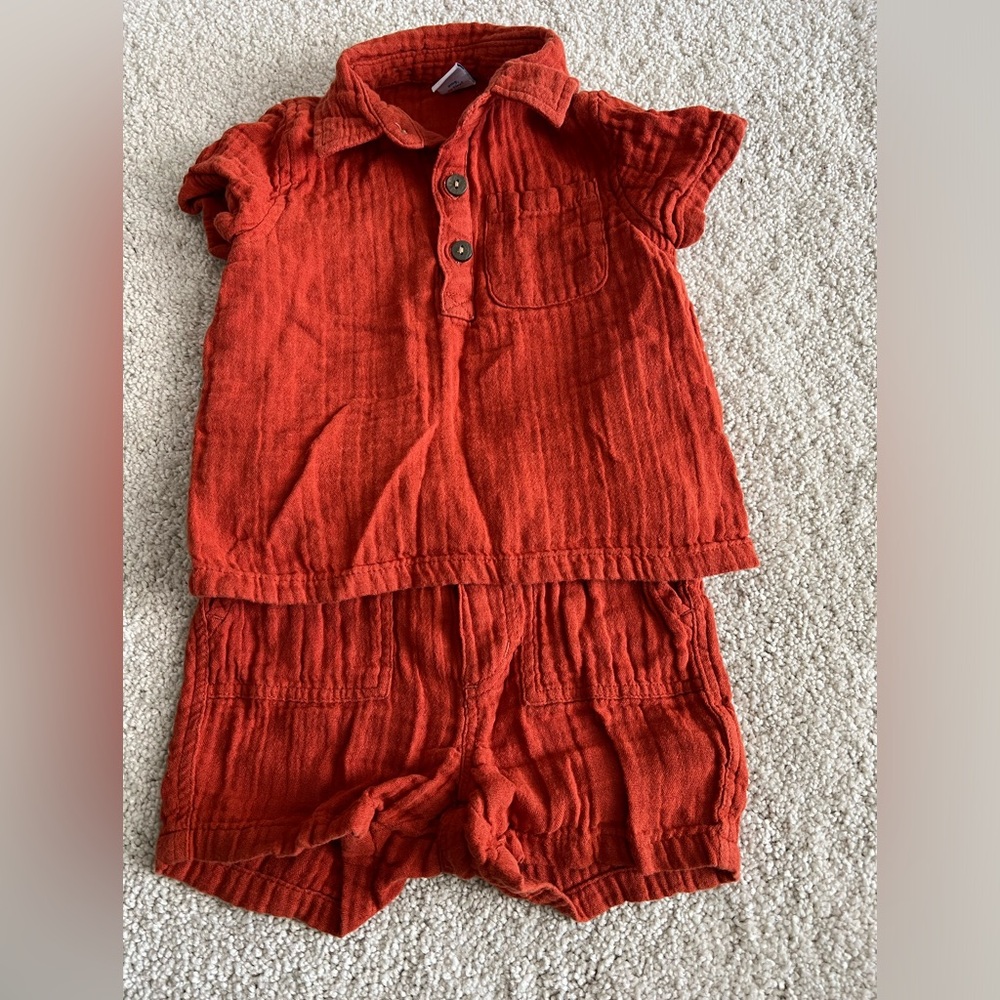 Old navy rust orange shirt and short set